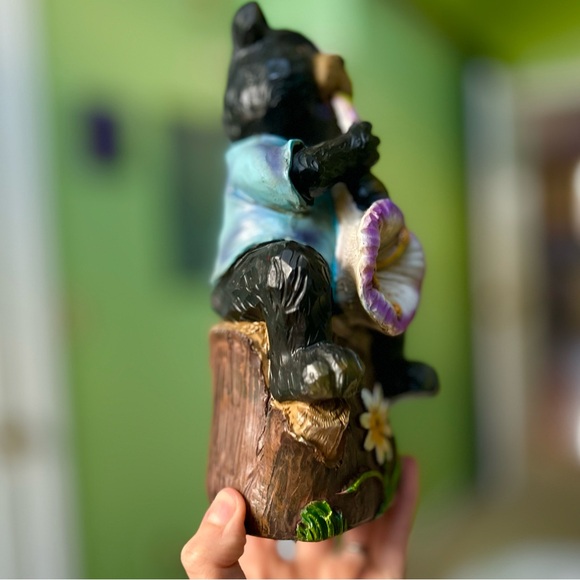 Bear Playing Floral Instrument Whimsical Cottagecore Cabin Cute Decor Accent - Picture 5 of 9